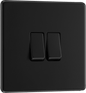 BG Nexus Screwless Flatplate Matt Black Double, 2 way switch - FFB42-01