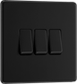 BG Nexus Screwless Flatplate Matt Black Triple, 2 way switch - FFB43-01