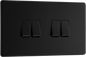 BG Nexus Screwless Flatplate Matt Black Quadruple, 2 way switch - FFB44-01