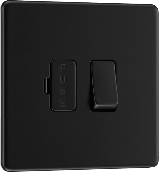BG Nexus Screwless Flatplate Matt Black Switched and fused - FFB50-01