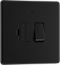 BG Nexus Screwless Flatplate Matt Black Switched and fused with indicator - FFB52-01