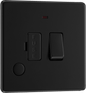 BG Nexus Screwless Flatplate Matt Black Switched and fused with indicator and flex outlet - FFB53-01