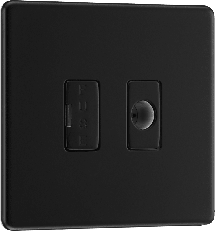 BG Nexus Screwless Flatplate Matt Black Unswitched and fused with flex outlet - FFB55-01