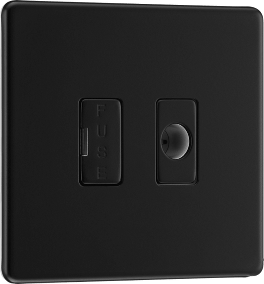 BG Nexus Screwless Flatplate Matt Black Unswitched and fused with flex outlet - FFB55-01