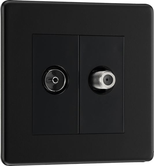 BG Nexus Screwless Flatplate Matt Black Double satellite and co-axial - FFB65-01
