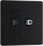 BG Nexus Screwless Flatplate Matt Black Double satellite and co-axial - FFB65-01