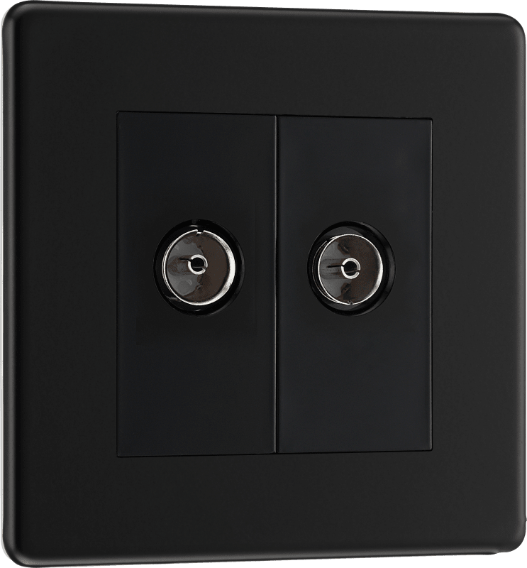 BG Nexus Screwless Flatplate Matt Black Double, TV/FM - FFB66-01