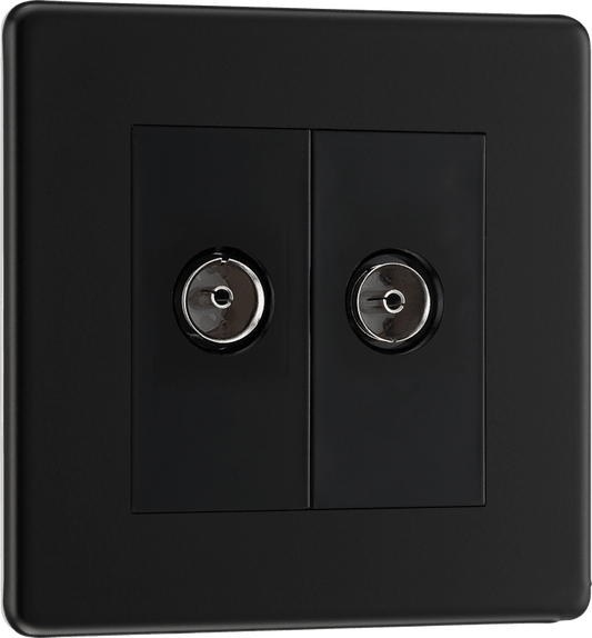 BG Nexus Screwless Flatplate Matt Black Double, TV/FM - FFB66-01