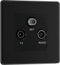 BG Nexus Screwless Flatplate Matt Black Triple TV/FM/SAT triplex - screened - FFB67-01