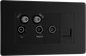 BG Nexus Screwless Flatplate Matt Black Quadplex 2 x sat, BT outlet and co-ax returned - screened - FFB69-01