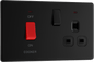 BG Nexus Screwless Flatplate Matt Black 45A double pole, with switched socket and indicators - FFB70B-01