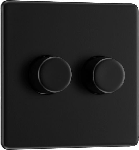 BG Nexus Screwless Flatplate Matt Black Double, 2 way push 200W - FFB82-01