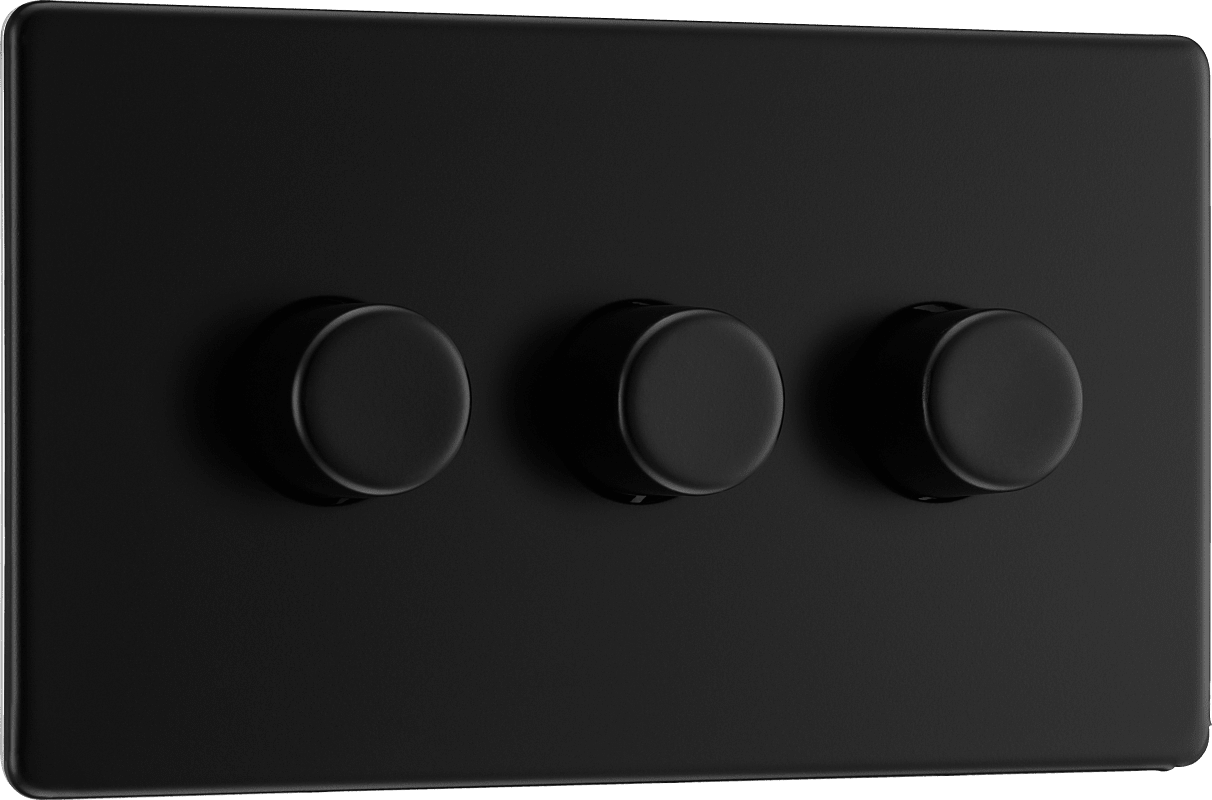 BG Nexus Screwless Flatplate Matt Black Triple, 2 way push 200W - FFB83-01