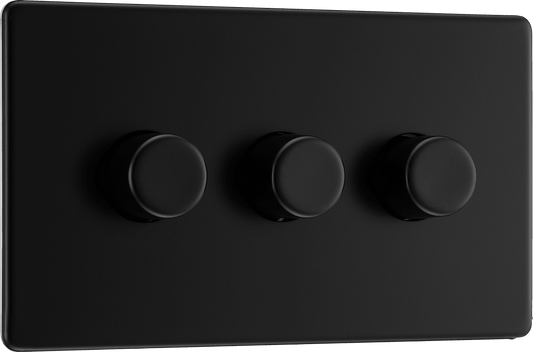 BG Nexus Screwless Flatplate Matt Black Triple, 2 way push 200W - FFB83-01