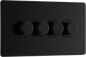 BG Nexus Screwless Flatplate Matt Black Quadruple 2 way push 200W - FFB84-01