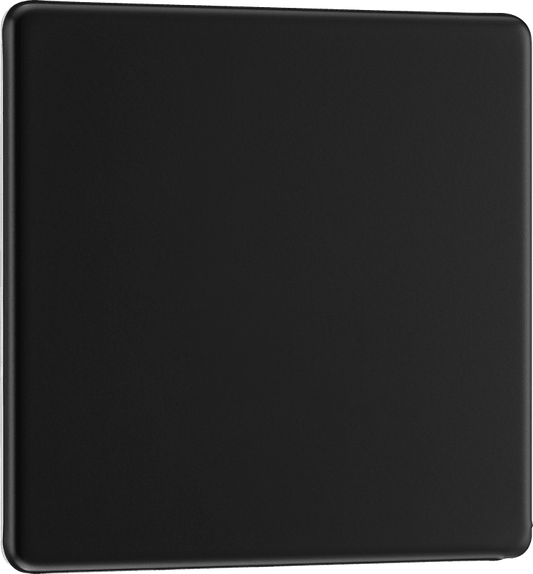 BG Nexus Screwless Flatplate Matt Black Single, blank plate - FFB94-01