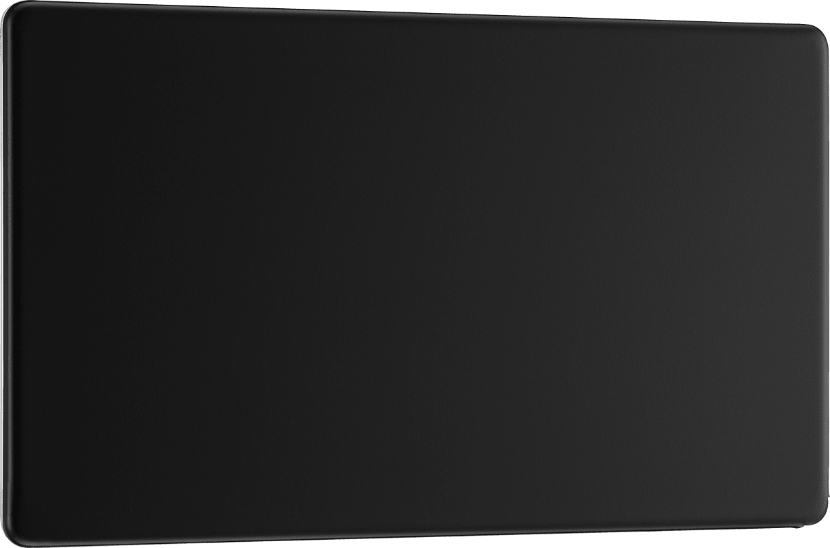 BG Nexus Screwless Flatplate Matt Black Double, blank plate - FFB95-01