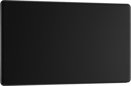 BG Nexus Screwless Flatplate Matt Black Double, blank plate - FFB95-01