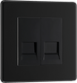 BG Nexus Screwless Flatplate Matt Black Double telephone socket, master - FFBBTM2-01