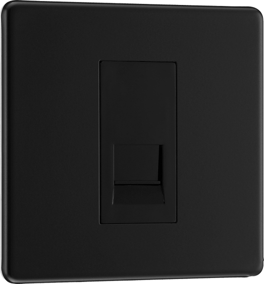 BG Nexus Screwless Flatplate Matt Black Single telephone socket, secondary - FFBBTS1-01
