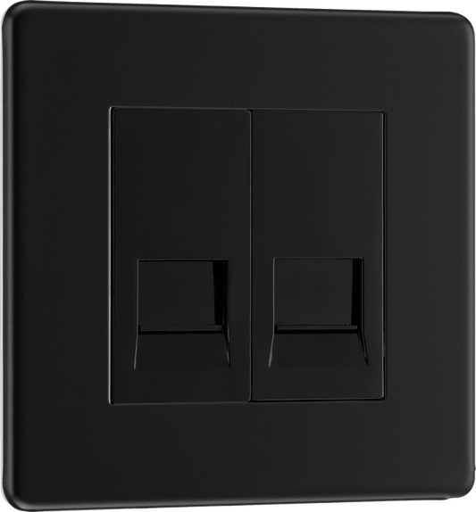BG Nexus Screwless Flatplate Matt Black Double telephone socket, secondary - FFBBTS2-01