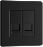 BG Nexus Screwless Flatplate Matt Black Double, RJ11 telephone socket - FFBRJ112-01
