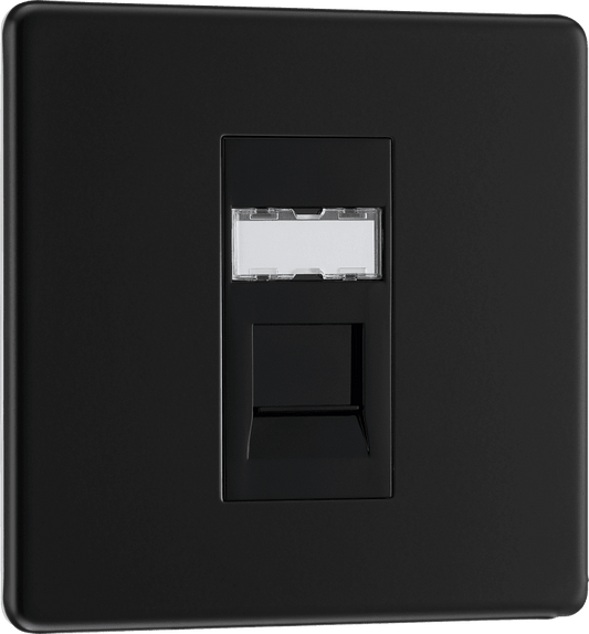 BG Nexus Screwless Flatplate Matt Black Single, RJ45 data socket - FFBRJ451-01