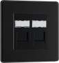 BG Nexus Screwless Flatplate Matt Black Double, RJ45 telephone socket - FFBRJ452-01