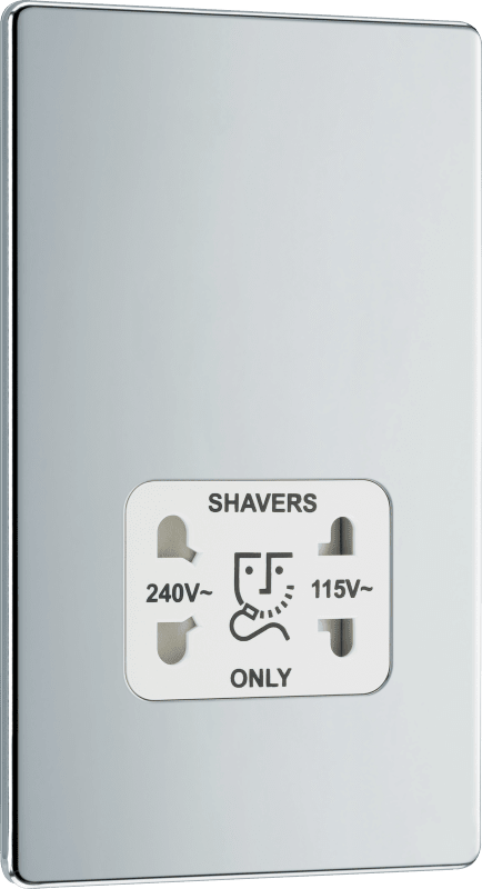 BG Nexus Screwless Flatplate Polished Chrome 115/240V dual voltage shaver socket - FPC20W-01