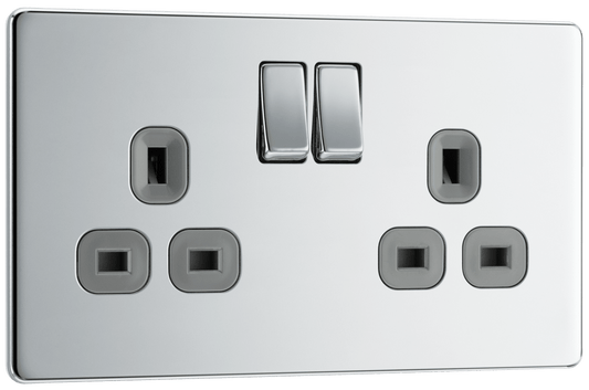 BG Nexus Screwless Flatplate Polished Chrome Double switched, double pole - FPC22G-01