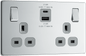 BG Nexus Screwless Flatplate Polished Chrome Double switched single pole, with USB A + C (22W) - FPC22UAC22G-01