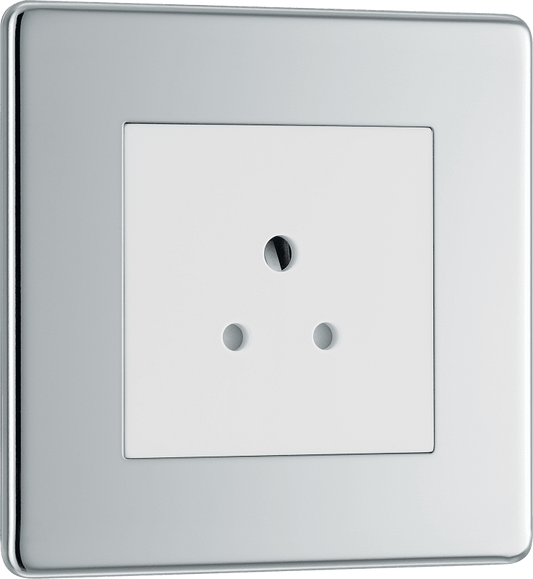 BG Nexus Screwless Flatplate Polished Chrome 2A, single, unswitched, round pin - FPC28W-01