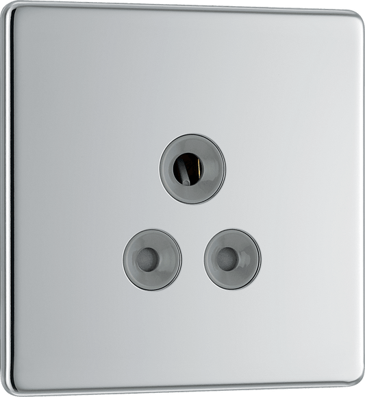 BG Nexus Screwless Flatplate Polished Chrome 5A, single, unswitched, round pin - FPC29G-01