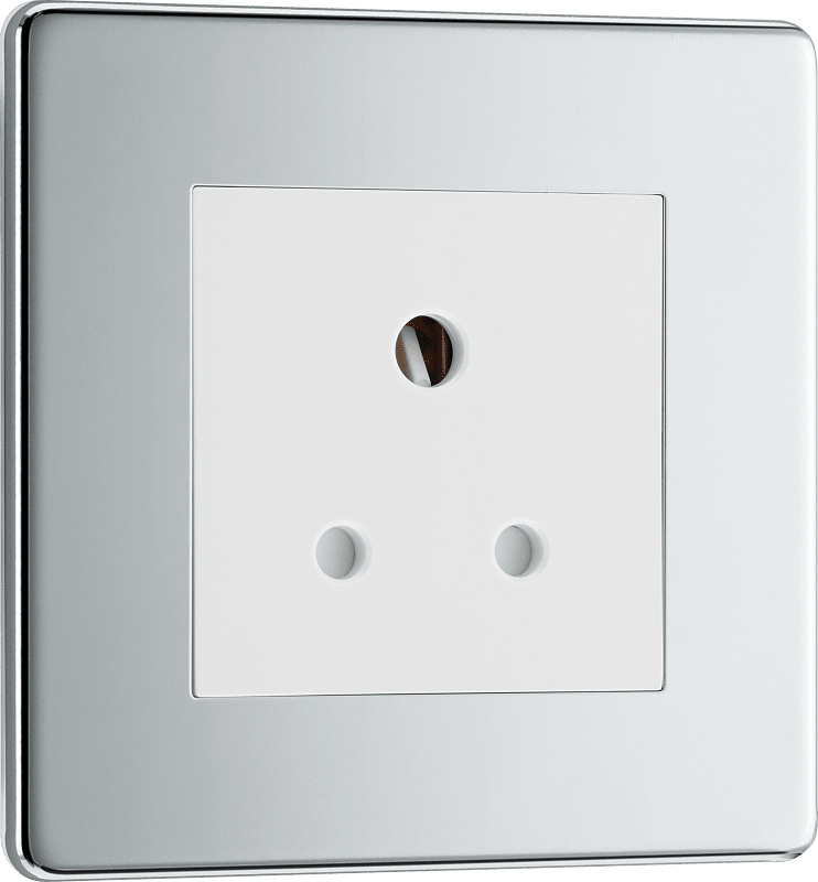 BG Nexus Screwless Flatplate Polished Chrome 5A, single, unswitched, round pin - FPC29W-01
