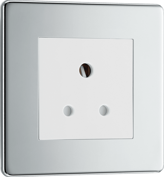 BG Nexus Screwless Flatplate Polished Chrome 5A, single, unswitched, round pin - FPC29W-01