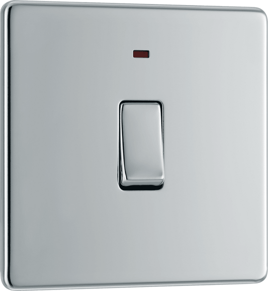 BG Nexus Screwless Flatplate Polished Chrome 20A, double pole, with indicator - FPC31-01