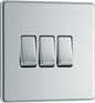 BG Nexus Screwless Flatplate Polished Chrome Triple, 2 way switch - FPC43-01