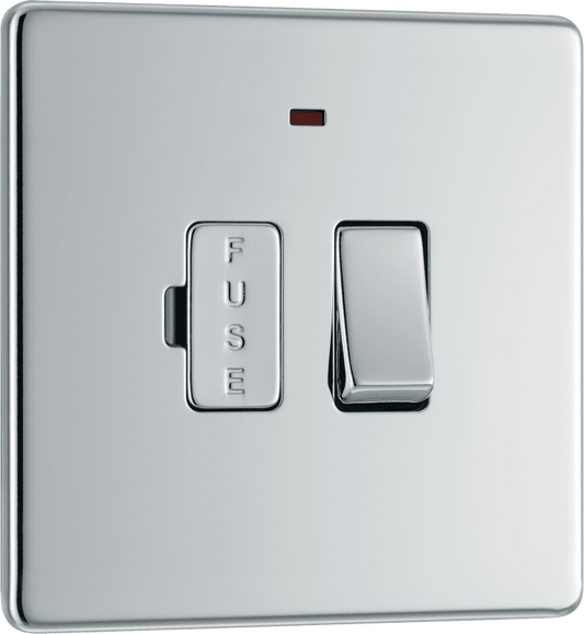 BG Nexus Screwless Flatplate Polished Chrome Switched and fused with indicator - FPC52-01