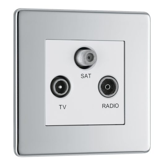 BG Nexus Screwless Flatplate Polished Chrome Triple TV/FM/SAT triplex - screened - FPC67-01
