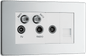 BG Nexus Screwless Flatplate Polished Chrome Quadplex, 2 x sat, BT outlet and co-ax returned - screened - FPC69-01