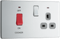 BG Nexus Screwless Flatplate Polished Chrome 45A double pole, with switched socket and indicators - FPC70G-01