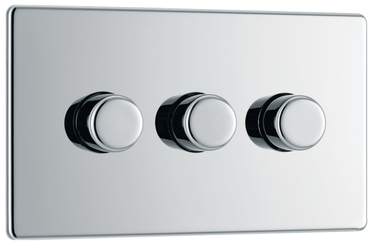 BG Nexus Screwless Flatplate Polished Chrome Triple, 2 way push 200W - FPC83-01