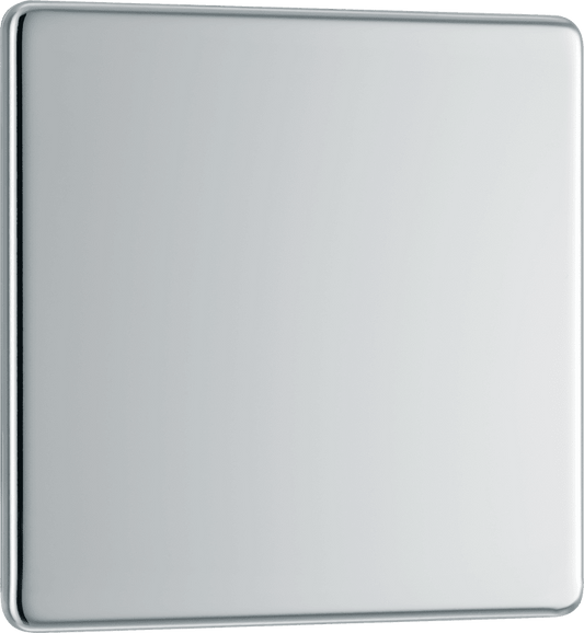 BG Nexus Screwless Flatplate Polished Chrome Single, blank plate - FPC94-01