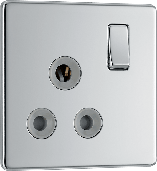 BG Nexus Screwless Flatplate Polished Chrome 15A, single, switched, round pin - FPC99G-01