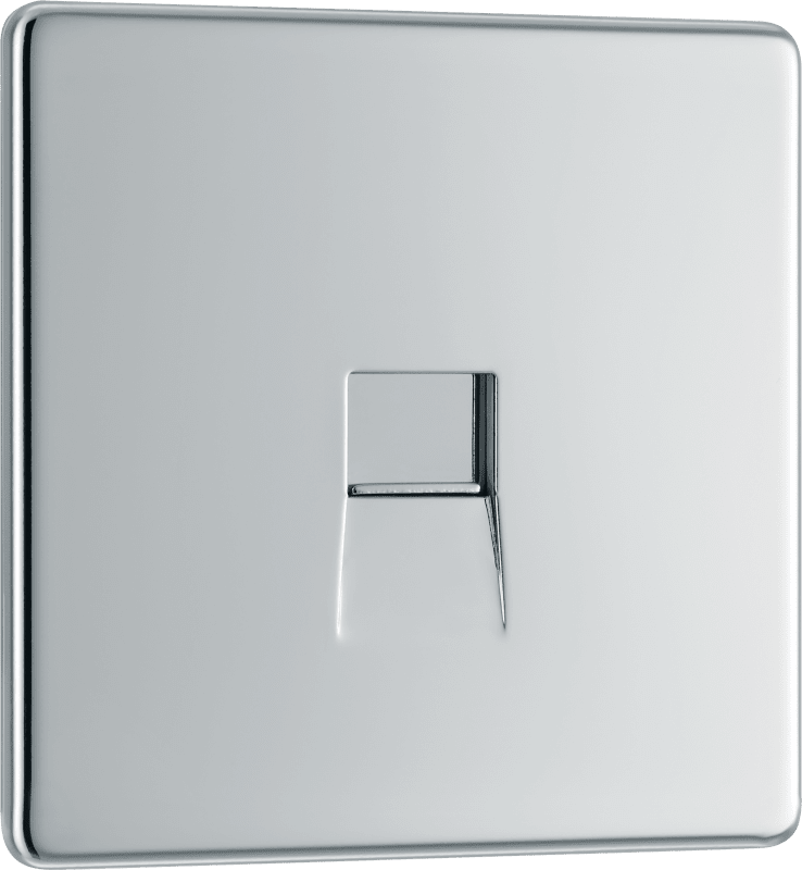 BG Nexus Screwless Flatplate Polished Chrome Single, telephone socket, master - FPCBTM1-01