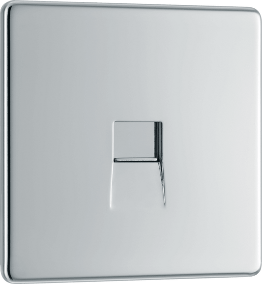 BG Nexus Screwless Flatplate Polished Chrome Single, telephone socket, master - FPCBTM1-01