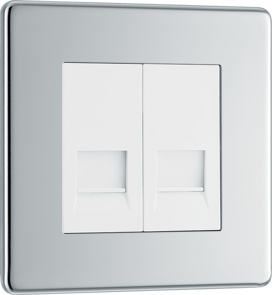 BG Nexus Screwless Flatplate Polished Chrome Double, telephone socket, master - FPCBTM2-01