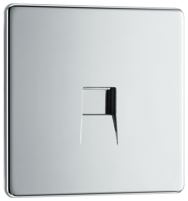 BG Nexus Screwless Flatplate Polished Chrome Single, telephone socket, secondary - FPCBTS1-01