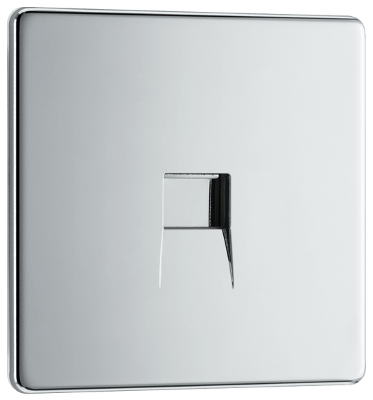 BG Nexus Screwless Flatplate Polished Chrome Single, telephone socket, secondary - FPCBTS1-01