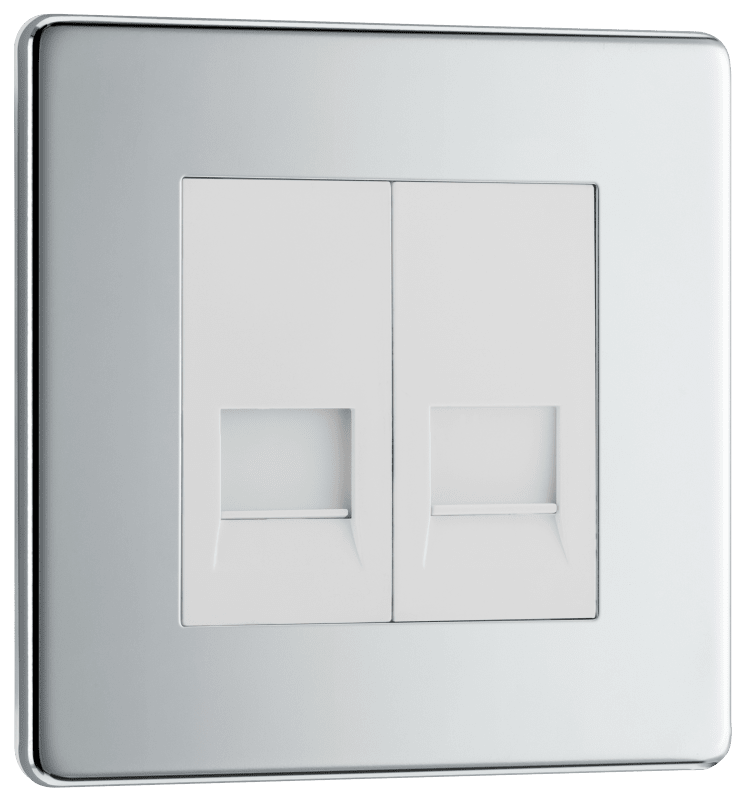 BG Nexus Screwless Flatplate Polished Chrome Double, telephone socket, secondary - FPCBTS2-01